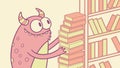 Monster Reading Bookshelf, Childhood Fun Imaginative Learning, vector design Generative AI Royalty Free Stock Photo