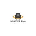 Monster with ring logo design icon illustration