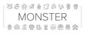 Monster Scary Fantasy Characters Icons Set Vector