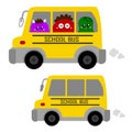 Monster School Bus Transportation Illustration Vector Clipart