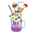 Monster shake with cake pops and blueberries. Giant milkshake