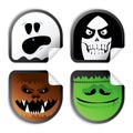 Monster smileys, halloween stickers.