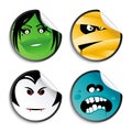 Monster smileys, halloween stickers. Royalty Free Stock Photo