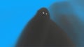 Monster Smokeman Boogeyman Close up Blue Screen 3D Rendering Animation