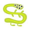 Monster snake green silhouette. Happy Halloween. Cute kawaii cartoon scary funny character icon. Eyes, hands, legs. Funny baby Royalty Free Stock Photo