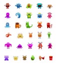 Monster stickers in different poses isolated on white may be use for games