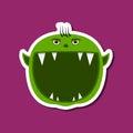 Monster stickers With Halloween Goblin. Purple Background. Flat design. Halloween symbols