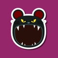 Monster stickers With Halloween Mouse. Purple Background. Flat design. Halloween symbols Royalty Free Stock Photo