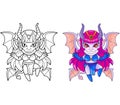 Monster succubus, coloring page, funny illustration