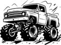 Monster truck - black and white vector illustration Royalty Free Stock Photo