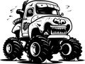Monster truck - black and white vector illustration Royalty Free Stock Photo