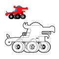 Monster Truck Dragon coloring book. Animal car on big wheels. vector illustration Royalty Free Stock Photo