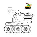 Monster Truck Dragon coloring book. Animal car on big wheels. vector illustration Royalty Free Stock Photo