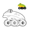 Monster Truck frog coloring book. Animal car on big wheels. vector illustration Royalty Free Stock Photo