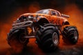 Monster truck giant orange fire. Generate Ai