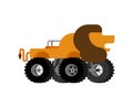 Monster Truck lion. Cartoon car animal on big wheels. vector illustration