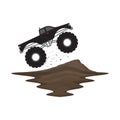 Monster Truck Off Road Jump on Ramp Dirt Track Landscape