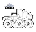 Monster Truck rhino coloring book. Animal car on big wheels. vector illustration Royalty Free Stock Photo