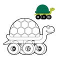 Monster Truck turtle coloring book. Animal car on big wheels. vector illustration Royalty Free Stock Photo