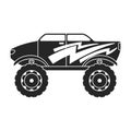 Monster truck vector icon.Black vector icon isolated on white background monster truck. Royalty Free Stock Photo