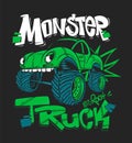 Monster Truck. Vector Illustration For T-shirt Prints