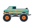 Monster Truck Vehicle, Heavy Pickup Car with Large Tires Vector Illustration Royalty Free Stock Photo