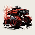 Monster trucks vector illustration perfect for T-shirt, Apparel or merchandise design