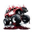 Monster trucks vector illustration perfect for T-shirt, Apparel or merchandise design