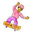 Monster watercolor skateboard evil hero