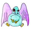 Monster watercolor wings evil hero