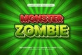 monster zombie editable text effect red and green color Royalty Free Stock Photo