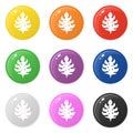 Monstera leaf icons set 9 colors isolated on white. Collection of glossy round colorful buttons. Vector illustration for any Royalty Free Stock Photo