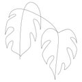 Monstera leaf one line art. Contour single line drawing. Minimalism art. Modern decor