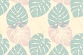 Monstera pattern tropic abstract , pastel colors.