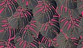 Monstera tropical leaf vector illustration. Vector banner. Seamless Pattern. Royalty Free Stock Photo