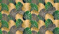 Monstera tropical leaf vector illustration. Vector banner. Seamless Pattern. Royalty Free Stock Photo