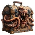 A Monsterous Octopus Emerging From a Treasure Chest Royalty Free Stock Photo