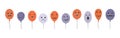 Monsters collection Happy Halloween funny balloons Holiday concept with festive colorful balloons