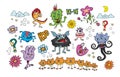 Monsters colorful flowers animals kids