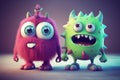 Monsters cute funny friends. Generate Ai