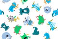 Haloween monsters doodle print set Royalty Free Stock Photo