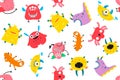 Haloween monsters doodle print set Royalty Free Stock Photo