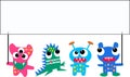 Monsters holding a placard Royalty Free Stock Photo