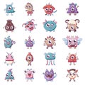 Monsters icons set, cartoon style Royalty Free Stock Photo