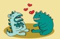 Monsters in love illustration