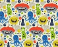 Monsters pattern cartoon design for children