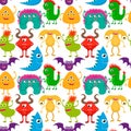 Monsters seamless pattern.