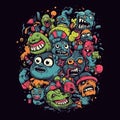 Monsters t shirt by alphonse nino, in the style of psychedelic artwork