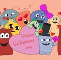 Monsters Valentine day. Seamless vector pattern Royalty Free Stock Photo
