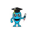 Cute vector cartoon monsters graduation isolated. Design for print, decoration, t-shirt, illustration, or sticker mascot kawaii